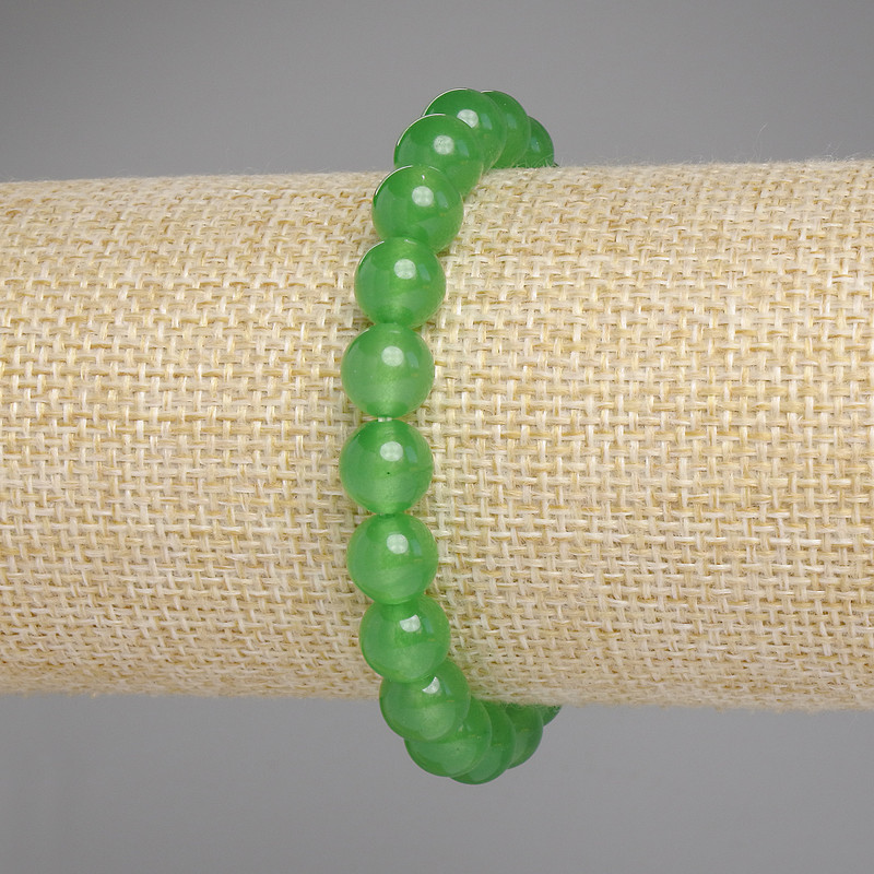 Chrysoprase Bracelet Smooth Beads, 8mm Diameter ±, 18cm Elastic Length