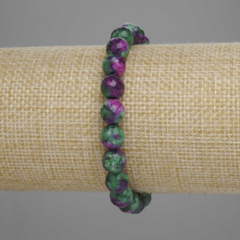 Zoisite bracelet faceted bead 8mm+-, length 18cm+- stretch