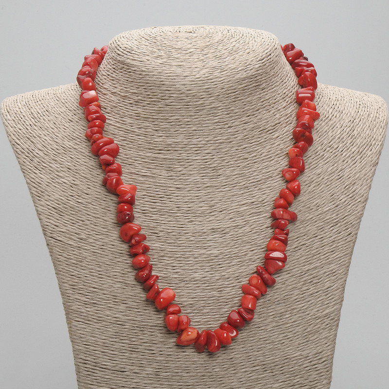 Coral Chip Beads, 7-12×4, 5-6, 5 mm-+, length 50 cm +- with clasp