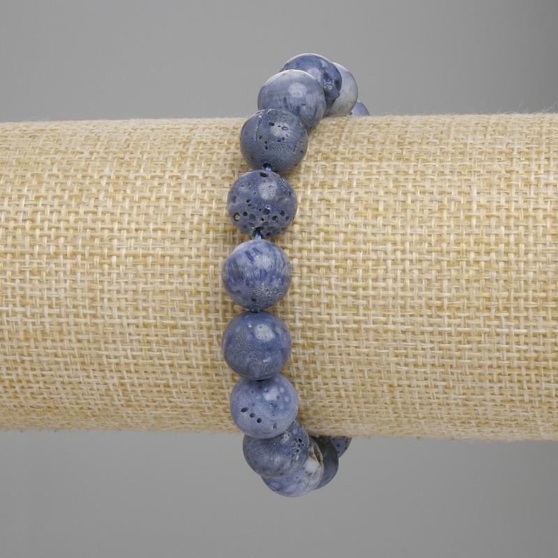 Coral bracelet, sponge-like coral smooth bead, diameter 10mm±, length 18cm±, stretch