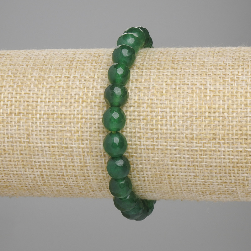Chrysoprase bracelet, faceted round bead, diameter 8mm±, length 18cm± stretch
