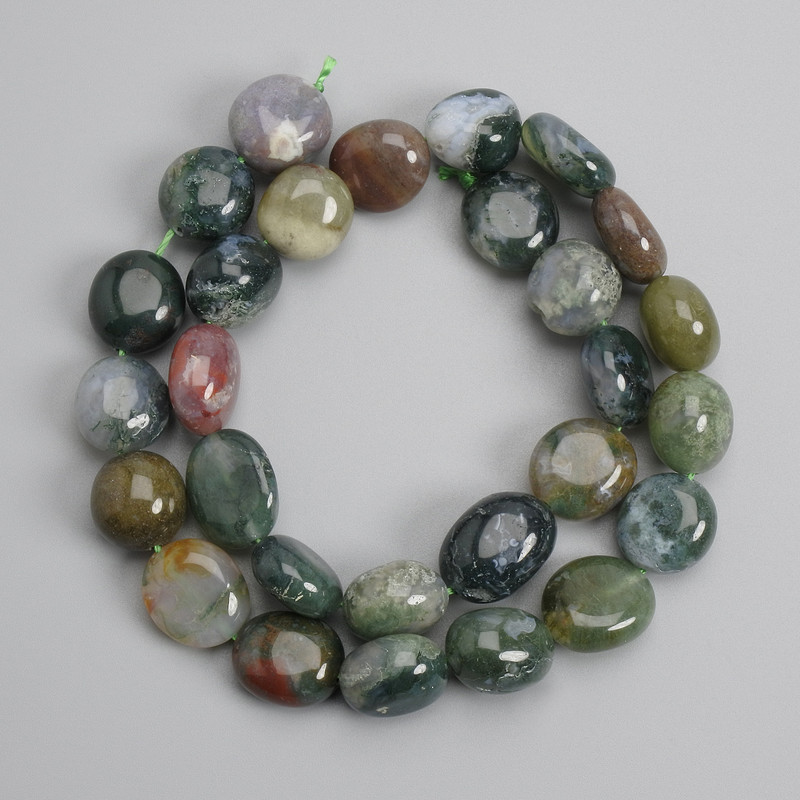 Jasper tumbled beads 13-15×13-13, 5mm+-, length 40cm+/- on a string