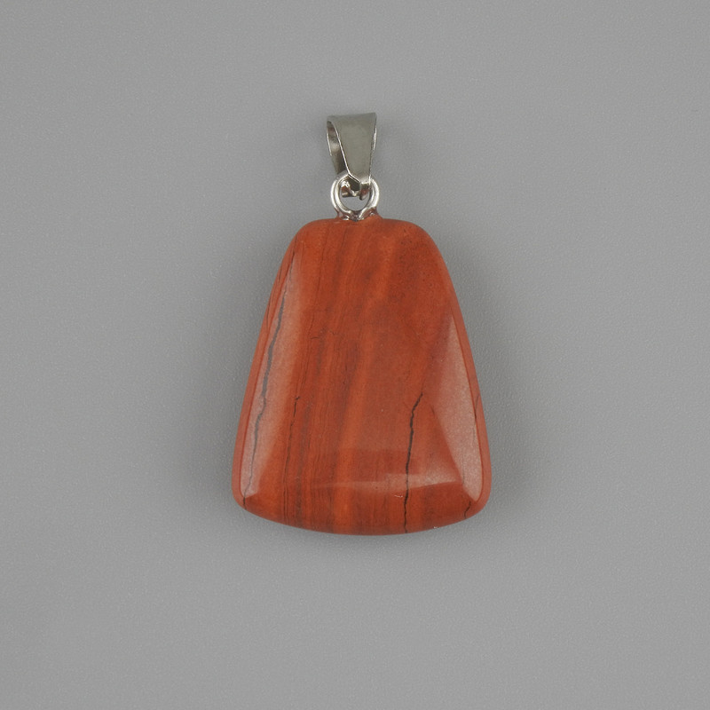 Pendant Red Jasper trapezoid 17x21mm +-, length 30mm +-