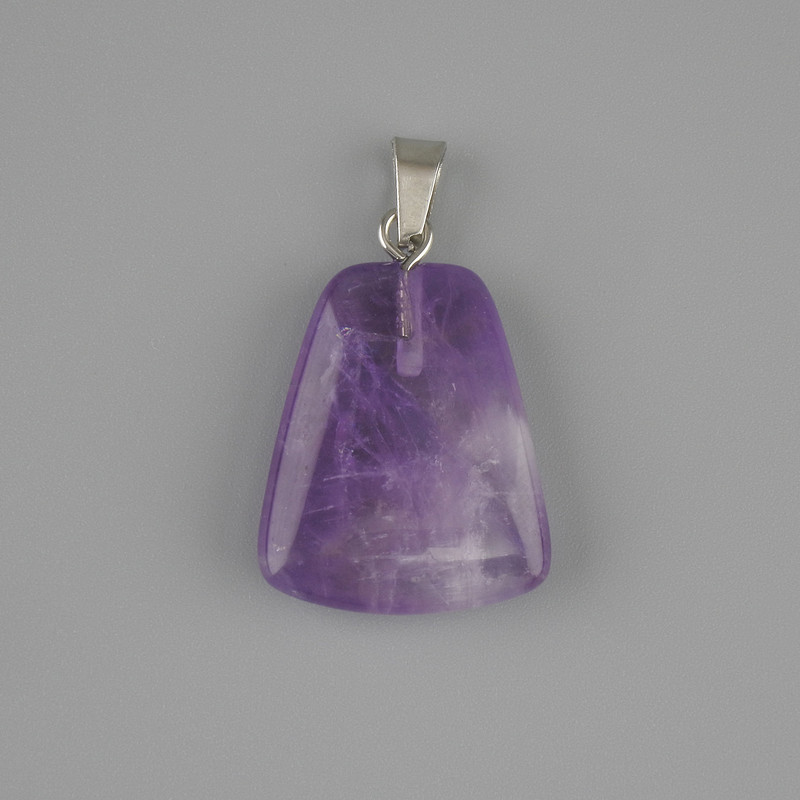 Amethyst pendant trapezoid 17x21mm +-, length 30mm +-