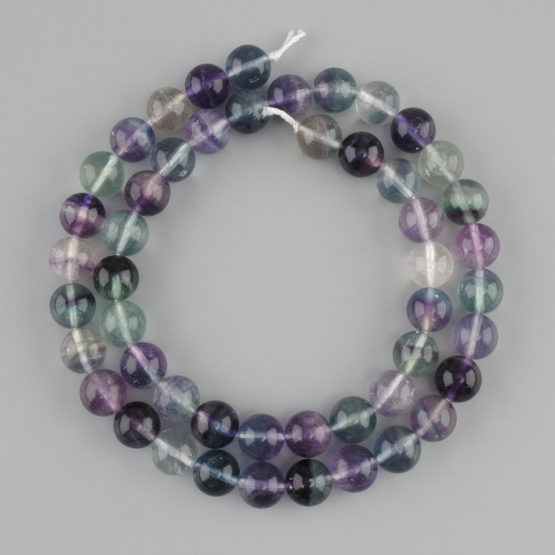 Fluorite beads, smooth round bead, diameter 8 mm ±, length 40 cm ± on a thread