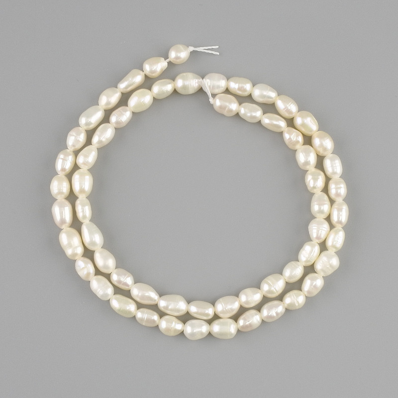 Natural freshwater pearls 5-7x4-4.5 mm+, strand length 34 cm+