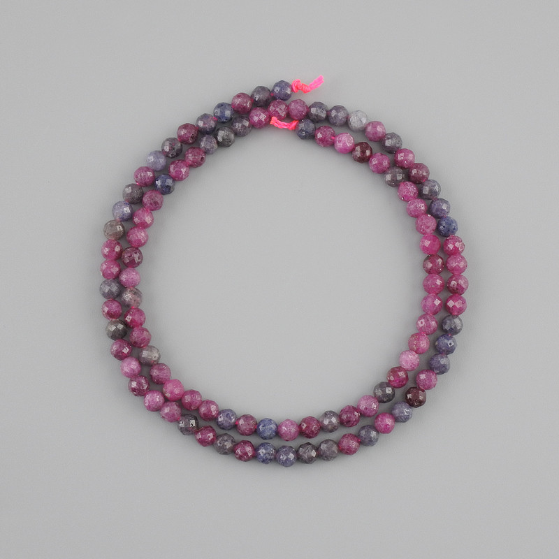Beads Sapphire Ruby natural stone faceted bead, diameter 4mm+-, length 37cm+