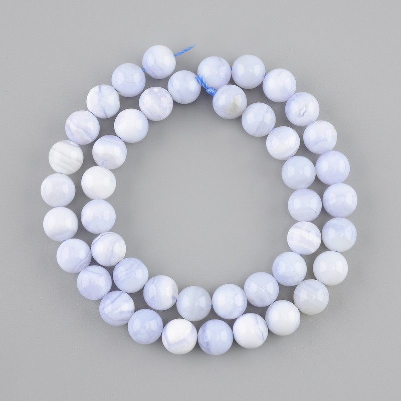 Blue Agate beads, smooth round bead, diameter 9mm±-, length 38cm ± on a string