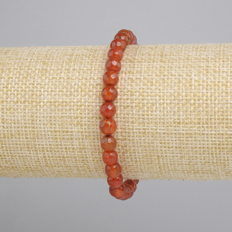 Bracelet Carnelian faceted bead, bead diameter 6mm ±, length 18cm ± stretch