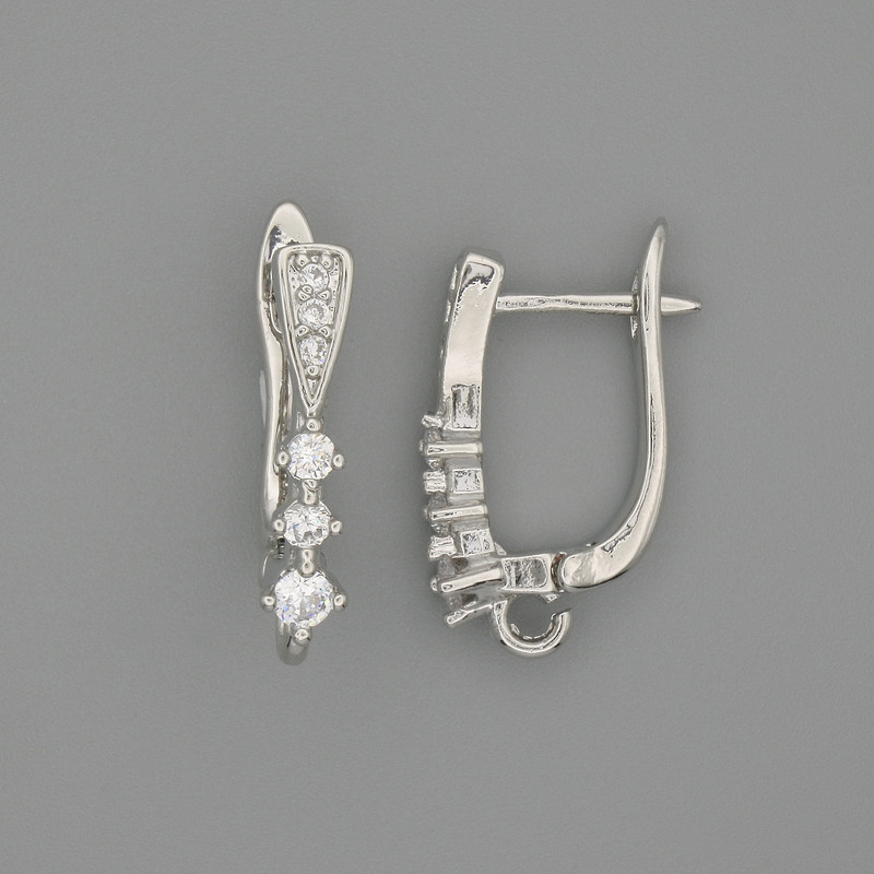 Earring hooks, silver-toned metal 18x3.5 mm +/-, pair