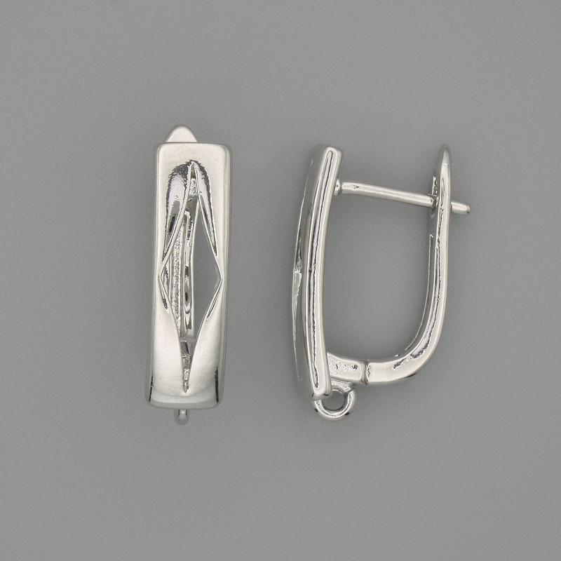 Earring hooks silver-tone metal 19x5 mm +/- pair