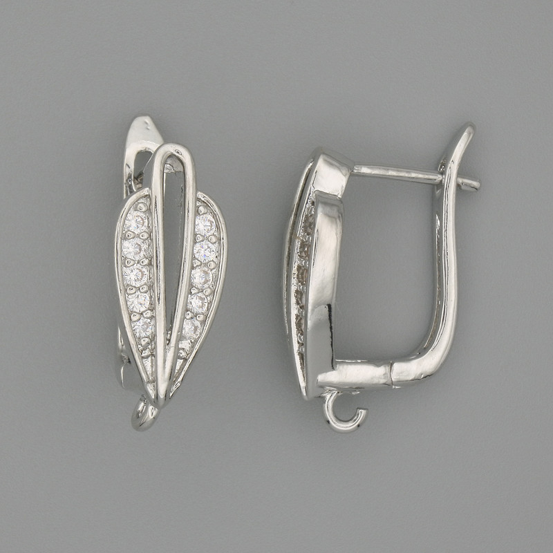 Earring hooks for earrings silvery metal 19x7 mm + - pair