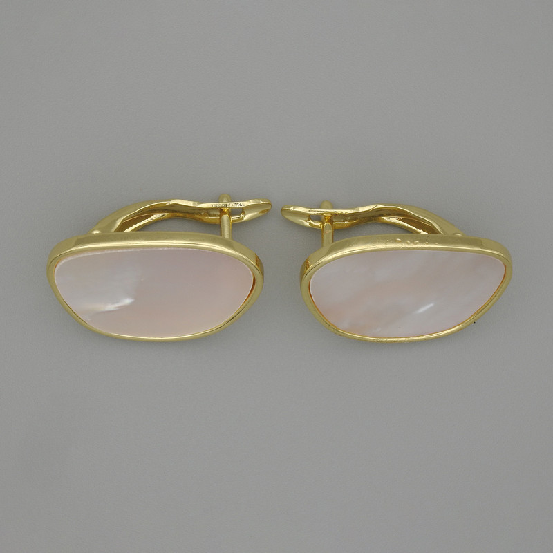 Earring hooks for earrings Mother-of-Pearl gold-toned metal 18.5x2 mm + - pair