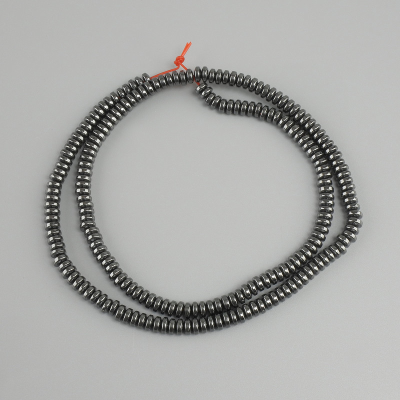 Hematite rondelle beads, diameter 4x2mm +/-, length 40cm +/-