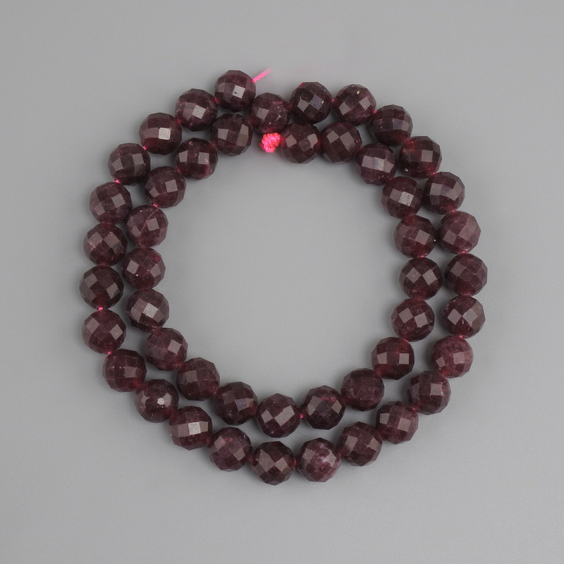 Tourmaline Rubellite Beads Faceted Round, diameter 8mm+- , length 38cm+