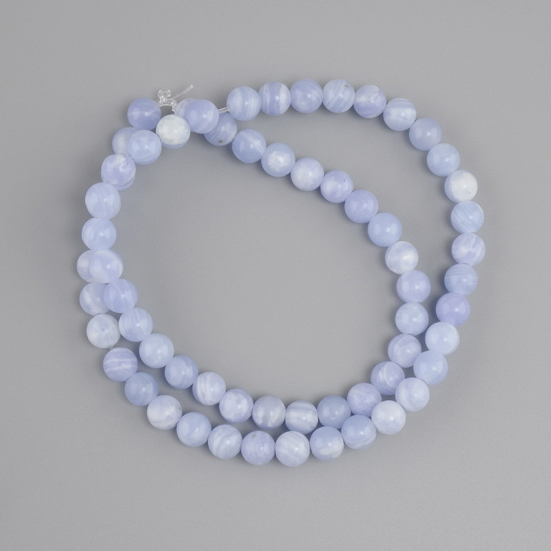 Agate beads, smooth round bead, diameter 6 mm +/-, length 38 cm +/- on elastic thread