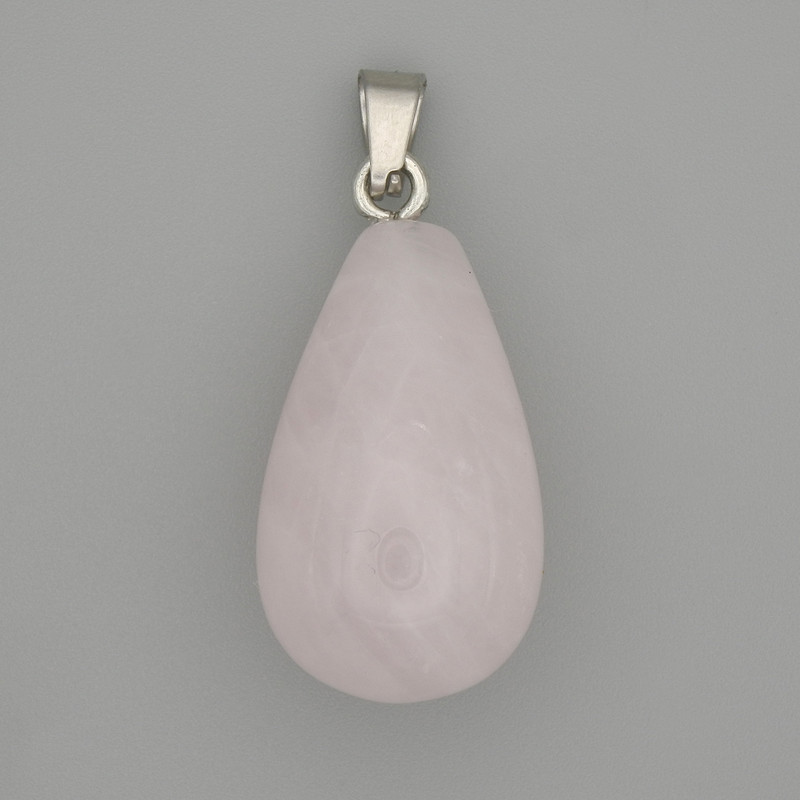 Pendant Pink Quartz teardrop 22x13mm +-, length 32mm +-