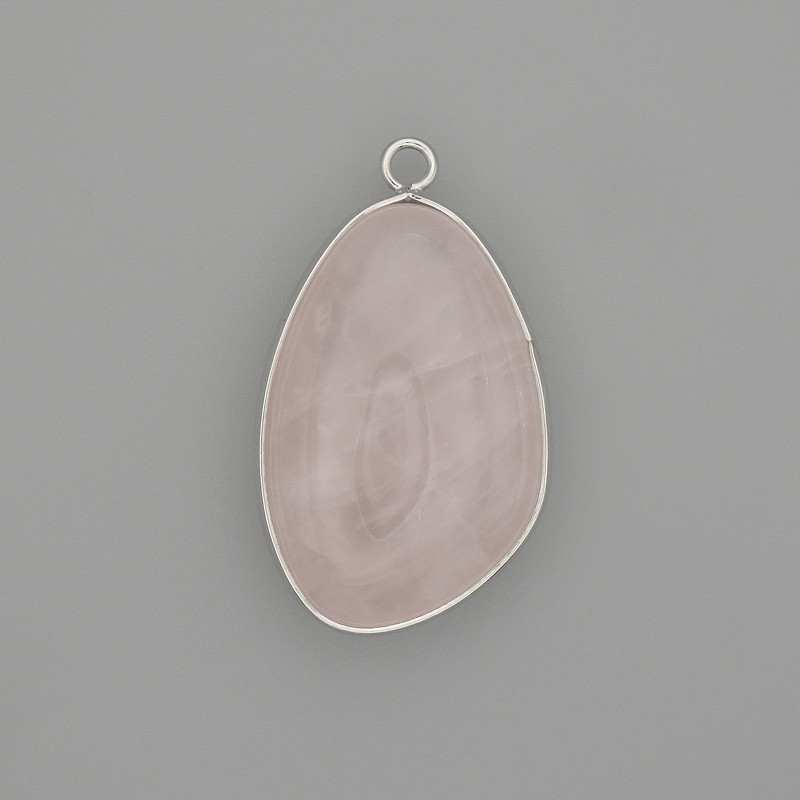 Pendant Rose Quartz in a silver-colored metal setting 30x22 mm+