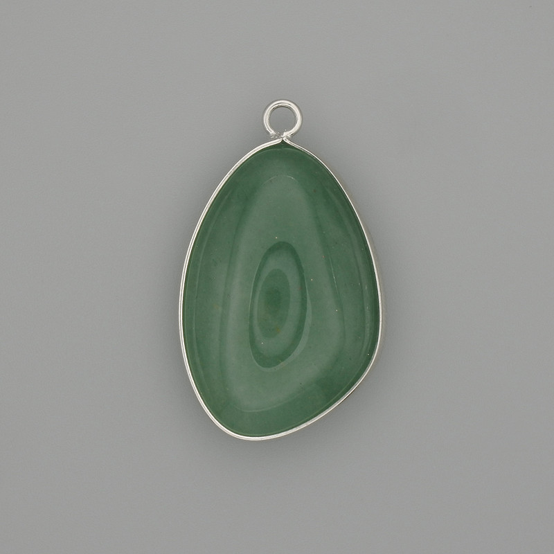 Jade pendant in a silver-tone metal setting 30x22mm +