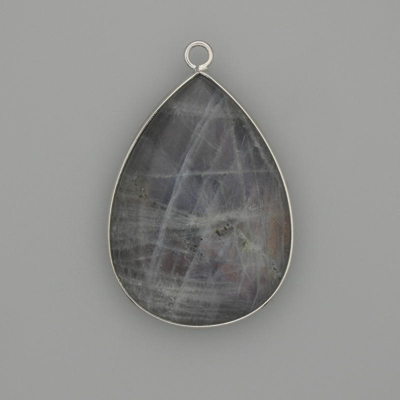 Labradorite pendant in a silver-toned metal setting 36x26mm+