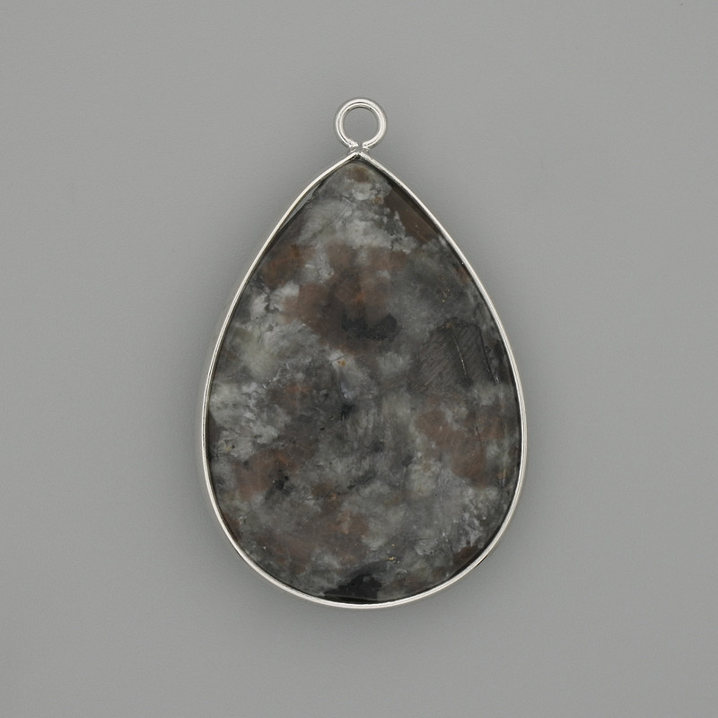Pendant Yoperlite in a silver-toned metal setting 36x26mm+