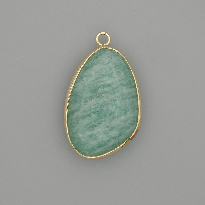 Amazonite pendant in a gold-toned metal setting 32x22 mm+