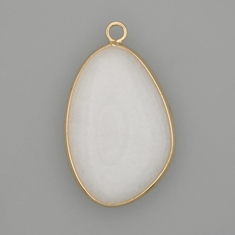 Pendant White Quartz in a gold-tone metal setting 32x22mm+
