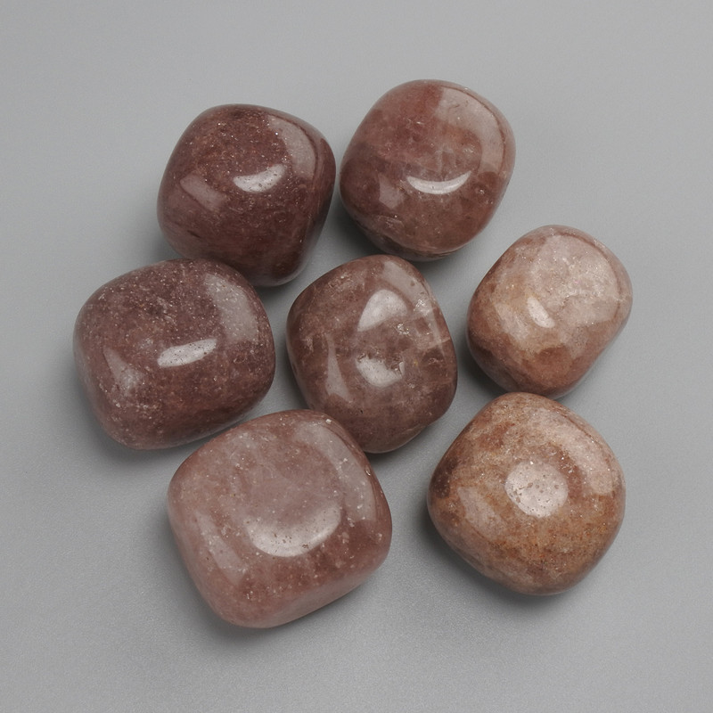 Natural stone Strawberry quartz, diameter 22-25x1-23mm +- (package 100 g) processed nuggets without a hole