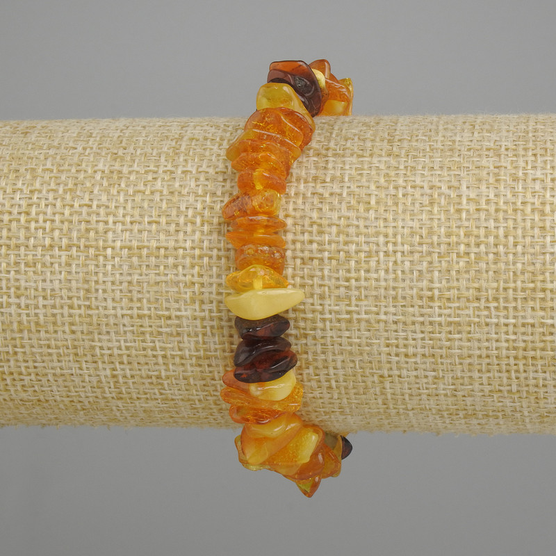 Amber nugget bracelet, diameter 7-13x2-3, 5mm±, length 18cm stretch