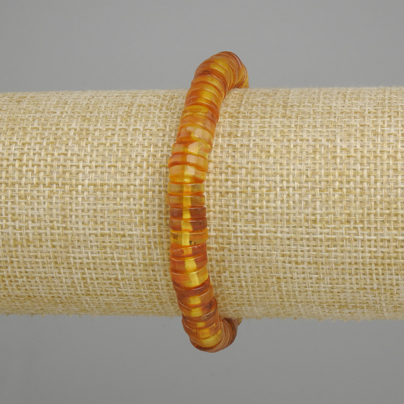 Amber bracelet rondelle, diameter 8x2, 5-3mm +/- , length 18 cm stretch