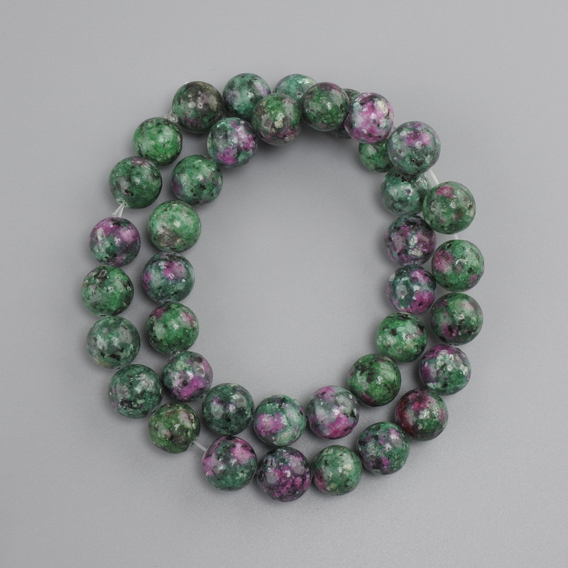 Zoisite beads smooth round bead, diameter 10 mm +/-, length 38 cm +/-, on elastic string