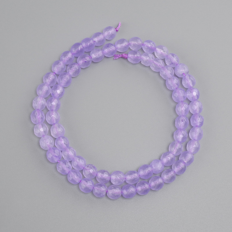 Amethyst beads, faceted round bead, diameter 6mm ±, length 37cm ± on a string