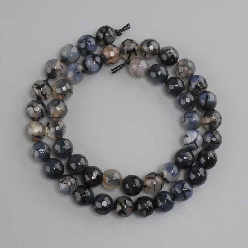 Agate Beads Dragon Veins Faceted Bead Ball, diameter 8mm±, length 36cm± on a string