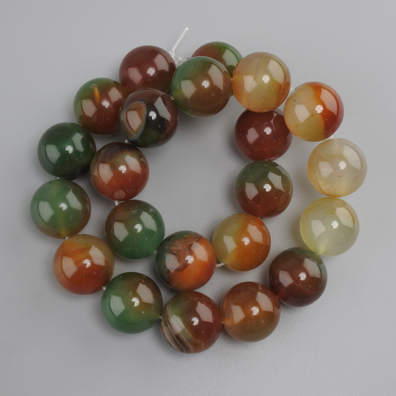 Beads Brazilian Agate smooth round bead, diameter 18mm +/-, length 38cm +/- on a thread