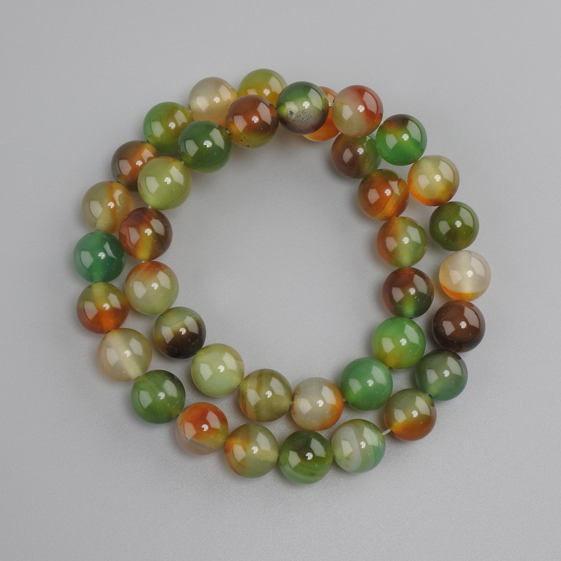 Brazilian Agate Beads Smooth Round Bead, diameter 10 mm+- length 37 cm+- on fishing line