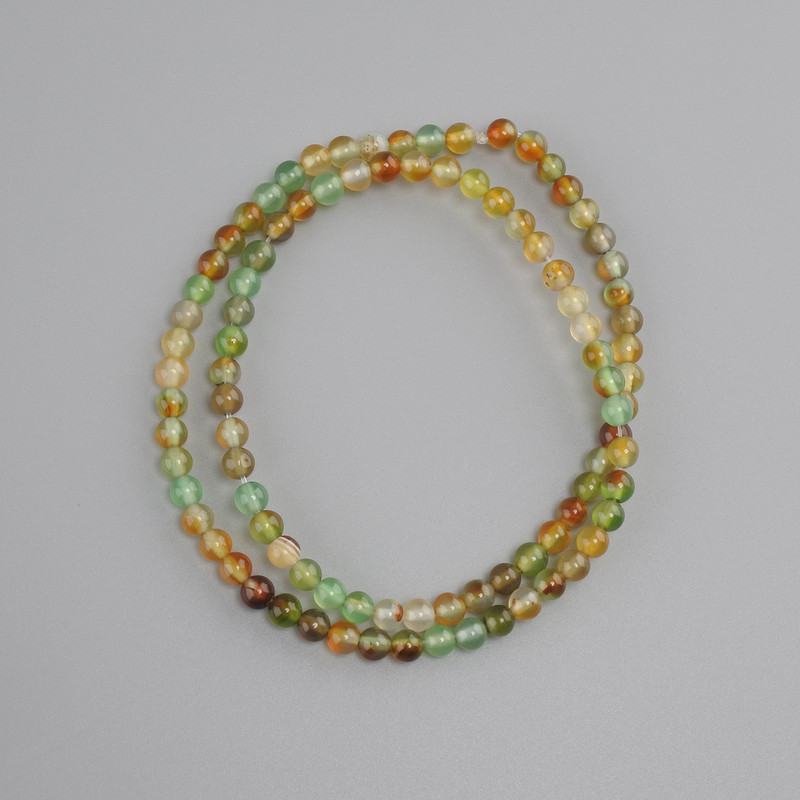 Beads Brazilian Agate smooth round bead, diameter 4mm ±, length 36cm ± on a string