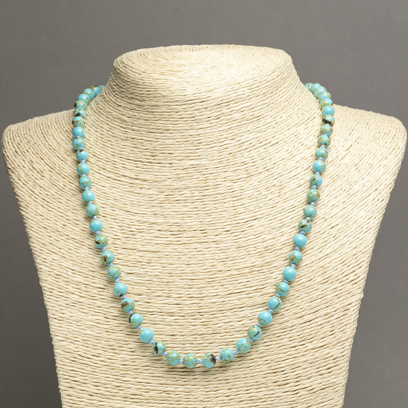 Necklace made of Imperial Jasper Turquoise (raw) smooth beads, 6mm diameter ±, length 45cm ±