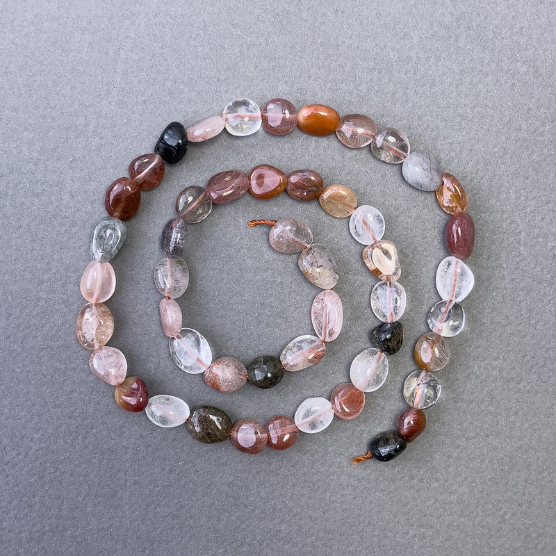 Rutilated Quartz Hairy Quartz Beads natural stone faceted, diameter 7×9mm±, length 40cm±